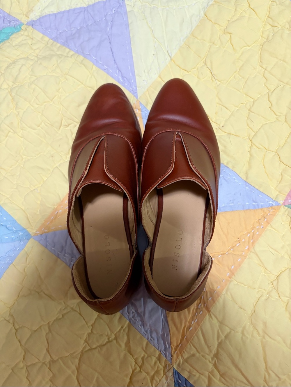 Nisola Leather Pointed Slip-On Loafers - Brown size 7